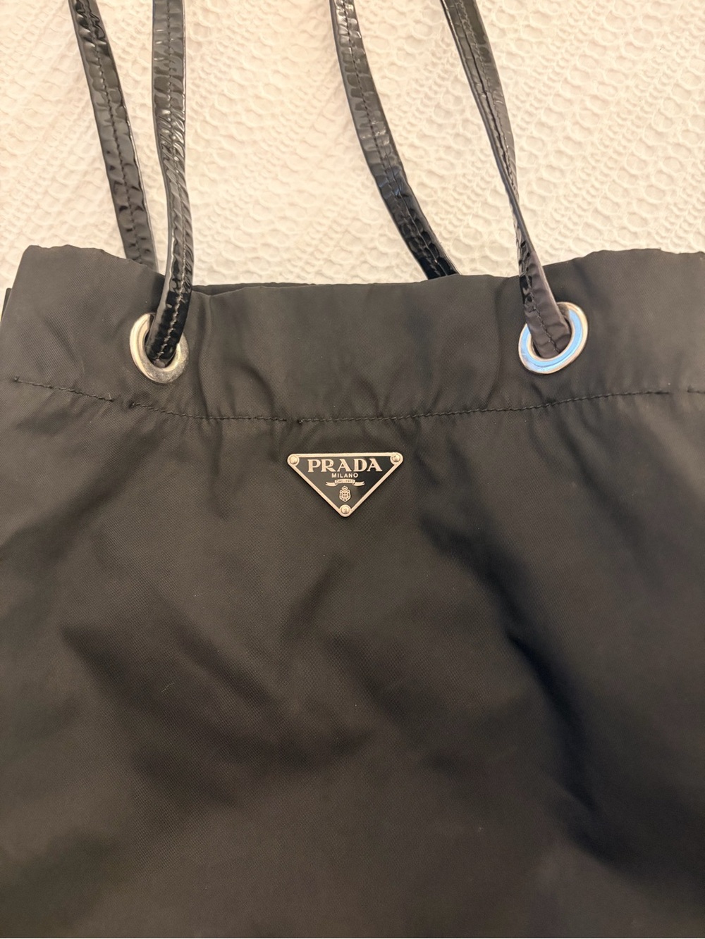 Prada Black Nylon Shoulder Tote with Patent Leather Straps - Picture 2 of 10